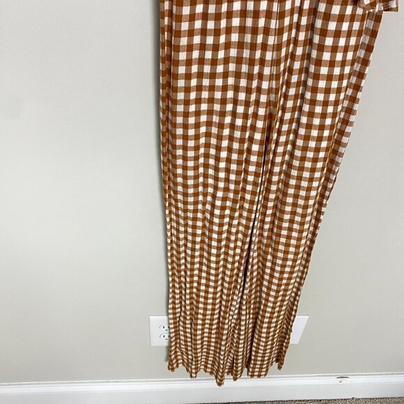 Saylor Gingham Plaid Jumpsuit Laken Apricot Womens XS Ruffle Tie Front - Picture 5 of 13
